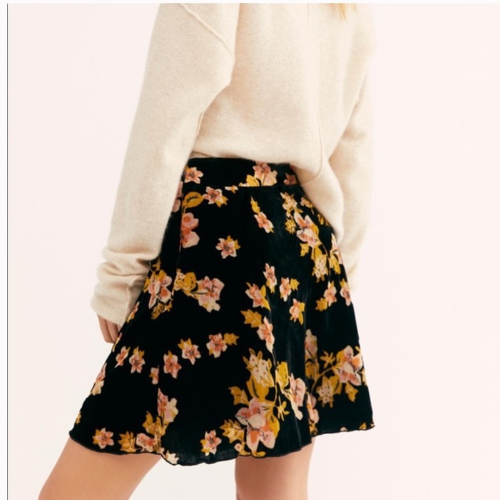 Free People Margaux velvet mini skirt dark floral